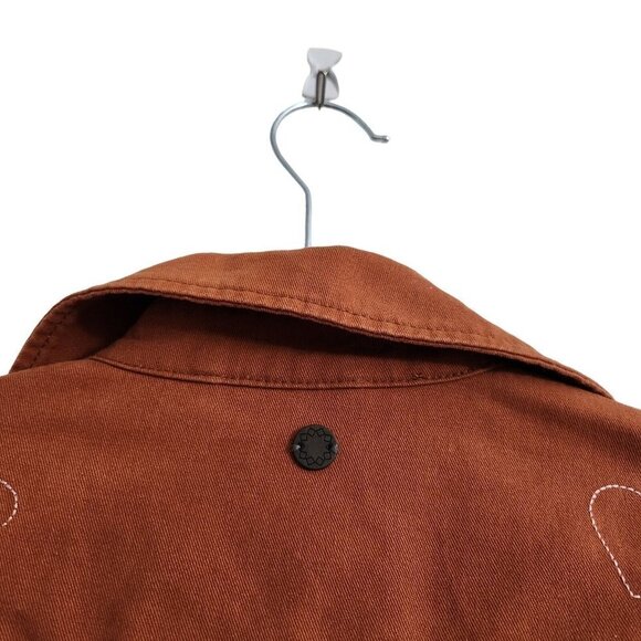 Numph Womens Jacket Medium 38 Brown Heart Print Pockets Button-Up - Picture 5 of 9
